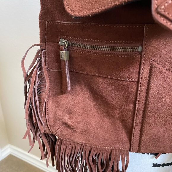 Rachel Zoe Brown Suede Shoulder Bag Fringe Boho Style 15 X 12 NWOT - Picture 2 of 12